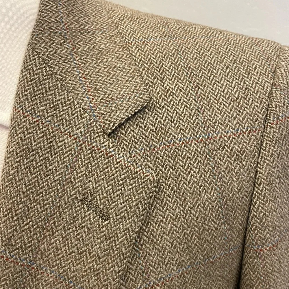 Mills Touché‎ Hand Tailored in Japan Wool Herringbone Jacket Size 41 R